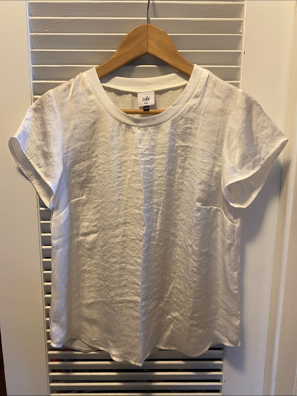 CAbi White Crewneck Short Sleeve Top